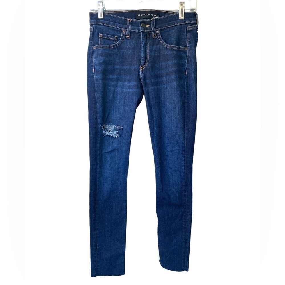 Veronica Beard Brooke Skinny Distressed Dark Wash Jean Size 26
